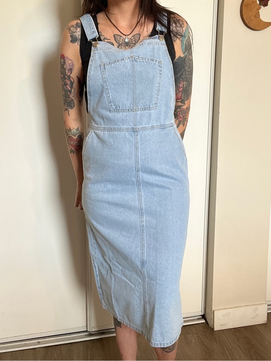 Dazy Dresses & Skirts - Denim Overall Maxi Dress - Light Blue